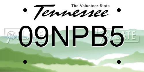 09NPB5 Tennessee License Plate