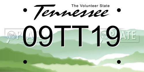 09TT19 Tennessee License Plate