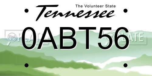 0ABT56 Tennessee License Plate