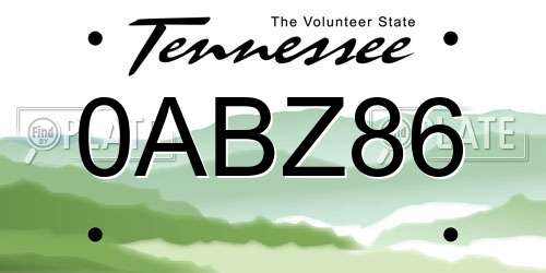 0ABZ86 Tennessee License Plate