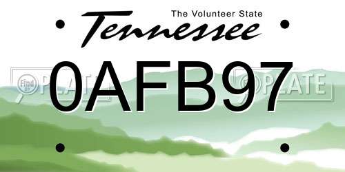 0AFB97 Tennessee License Plate