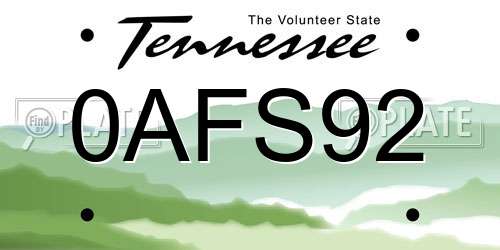 0AFS92 Tennessee License Plate