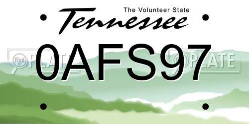 0AFS97 Tennessee License Plate