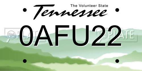 0AFU22 Tennessee License Plate