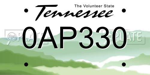 0AP330 Tennessee License Plate