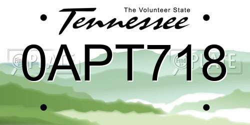 0APT718 Tennessee License Plate