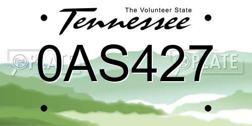 0AS427 Tennessee License Plate