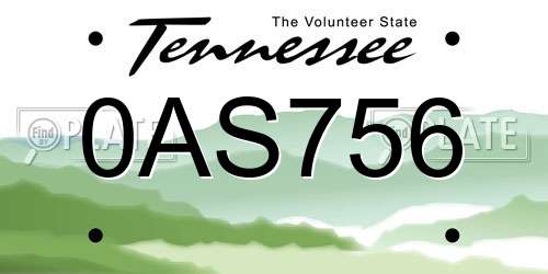 0AS756 Tennessee License Plate