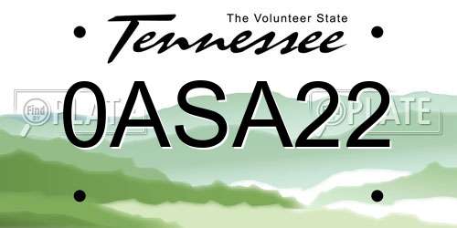 0ASA22 Tennessee License Plate