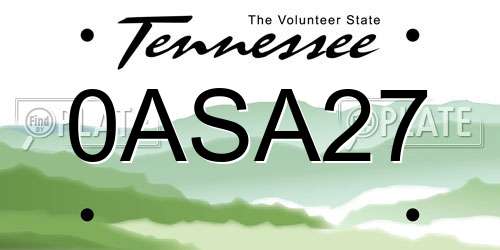 0ASA27 Tennessee License Plate