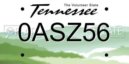 0ASZ56 Tennessee License Plate