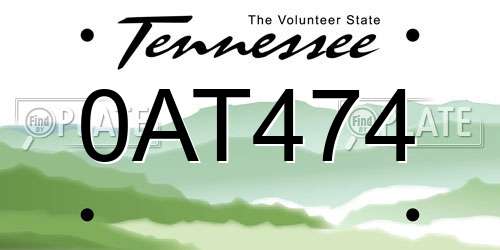 0AT474 Tennessee License Plate