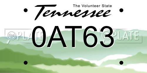 0AT63 Tennessee License Plate