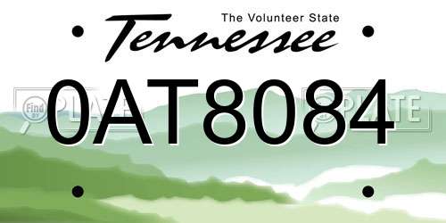 0AT8084 Tennessee License Plate
