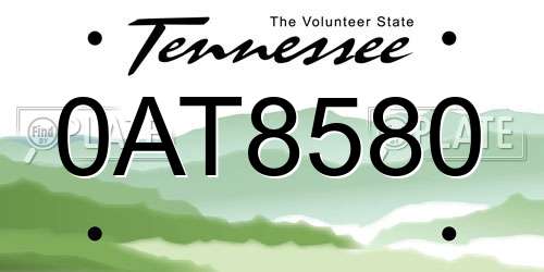 0AT8580 Tennessee License Plate