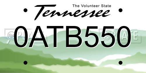 0ATB550 Tennessee License Plate