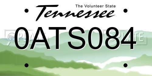 0ATS084 Tennessee License Plate
