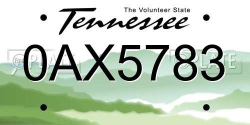 0AX5783 Tennessee License Plate