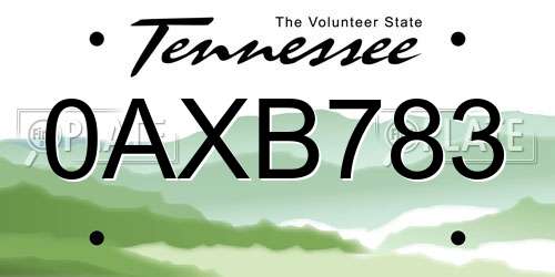 0AXB783 Tennessee License Plate