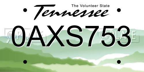 0AXS753 Tennessee License Plate