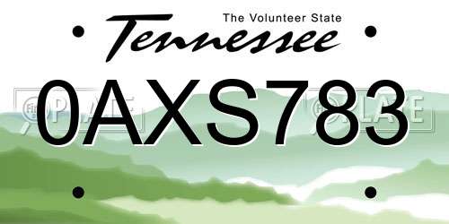 0AXS783 Tennessee License Plate