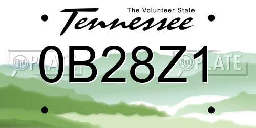 0B28Z1 Tennessee License Plate