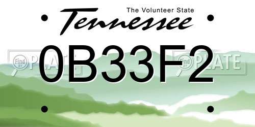 0B33F2 Tennessee License Plate