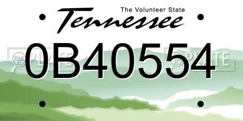 0B40554 Tennessee License Plate