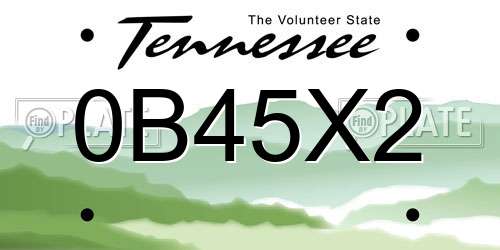 0B45X2 Tennessee License Plate