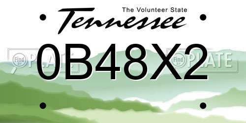 0B48X2 Tennessee License Plate