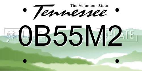 0B55M2 Tennessee License Plate