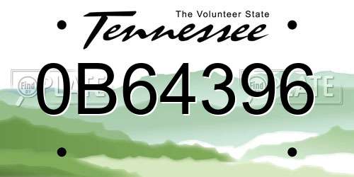 0B64396 Tennessee License Plate