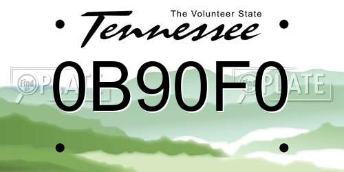 0B90F0 Tennessee License Plate