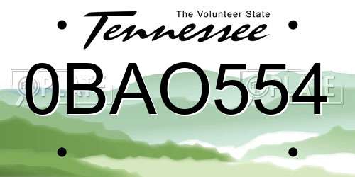 0BAO554 Tennessee License Plate