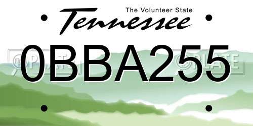 0BBA255 Tennessee License Plate