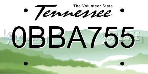 0BBA755 Tennessee License Plate