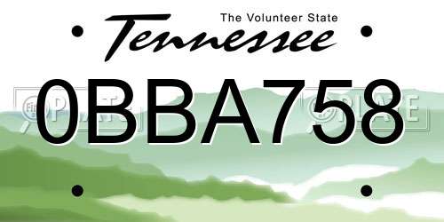 0BBA758 Tennessee License Plate