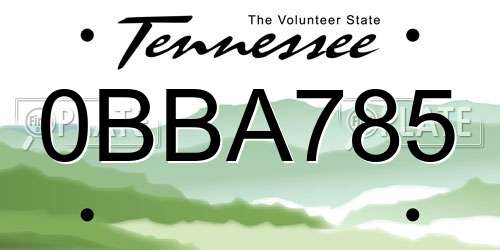 0BBA785 Tennessee License Plate