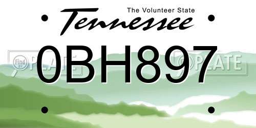 0BH897 Tennessee License Plate