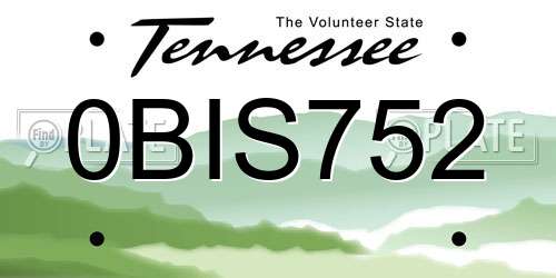 0BIS752 Tennessee License Plate