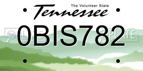0BIS782 Tennessee License Plate