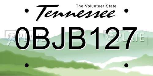 0BJB127 Tennessee License Plate