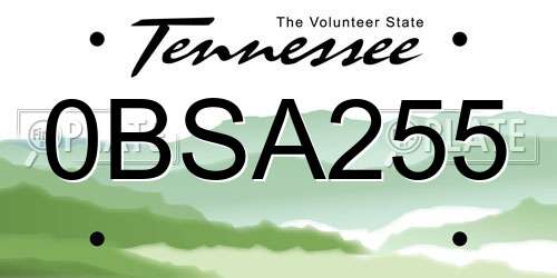 0BSA255 Tennessee License Plate