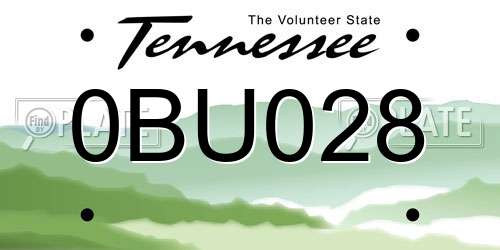 0BU028 Tennessee License Plate