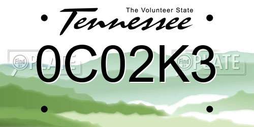 0C02K3 Tennessee License Plate
