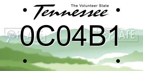 0C04B1 Tennessee License Plate