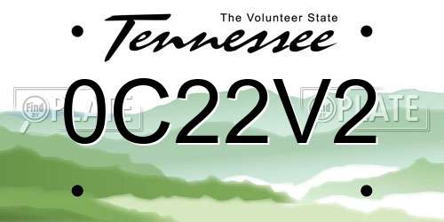 0C22V2 Tennessee License Plate