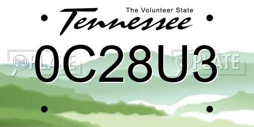 0C28U3 Tennessee License Plate