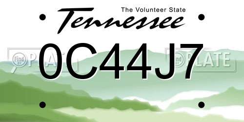 0C44J7 Tennessee License Plate