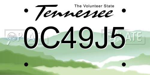0C49J5 Tennessee License Plate